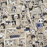STOFFKONTOR Dekostoff Stoff bedruckt Manga - Meterware, Farbe Natur-Blau - zum Nähen von Tischwäsche, Kissen, Vorhängen, Dekoartik