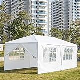 Pavillon Faltbare Gartenlaube Wasserdichtes Partyzelt 3x6m mit 6 UV-Wänden Weißer Pavillon Dicke PE-Plane für Hochzeitsfeiern Gewerbliche Ak