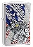 Zippo 29508 Unisex – Erwachsene Eagle Flag Benzinfeuerzeug, Transparent, 6 x 6 x 8