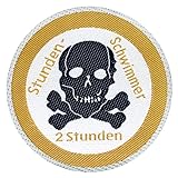 Seepferdchen® offizielles Totenkopf Abzeichen Schwarz zum Aufnähen | 1h Totenkopf Abzeichen für Stundenwimmer | einfach zum Aufnähen | Made in Germany… (Schwarz-Weiß-Gold)