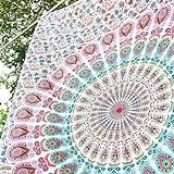Popular Handicrafts Tapisserie Wandbehang Hippie Mandala Bohemian Hippie Psychedelic Design Indische Indische Magische Tapisserie Tagesdecke 84 x 90 Zoll (215 cm x 230 cm) Rot Gelb